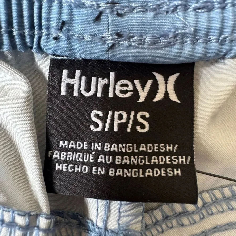 Hurley Medium Blue Pull On String Elastic Waist Hybrid Walk Shorts SZ S #2503